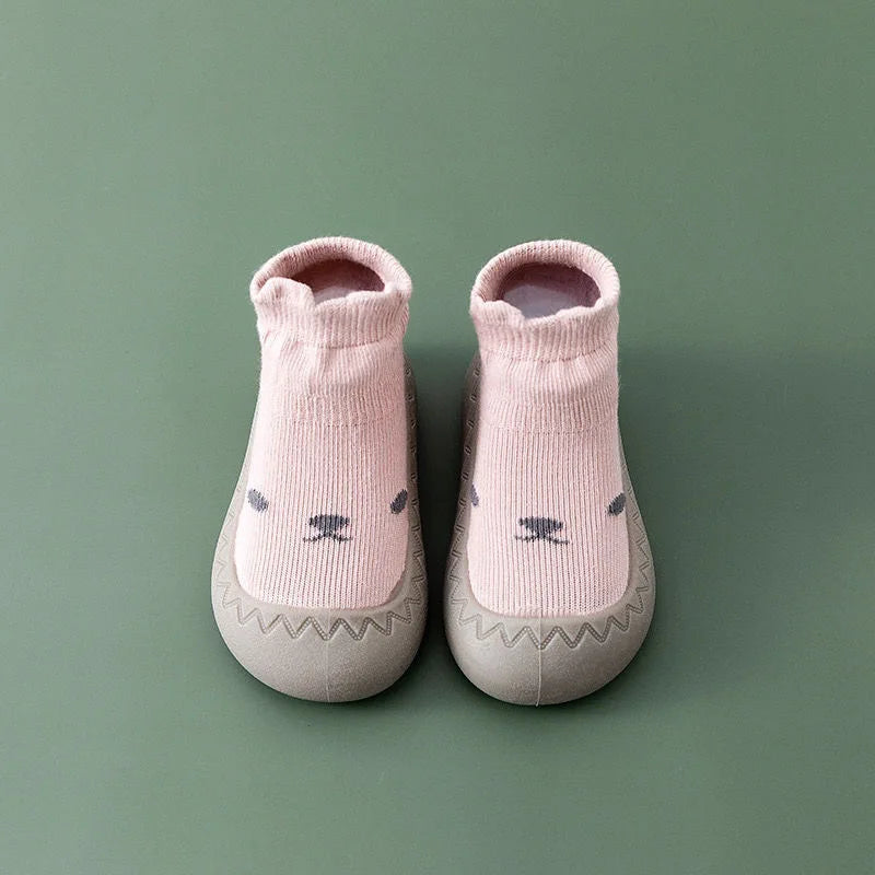 Baby Sock Shoes Infant First Walkers Toddler Non-Slip Breathable Slippers with Soft Rubber Sole Indoor Outdoor Slip on Sneakers