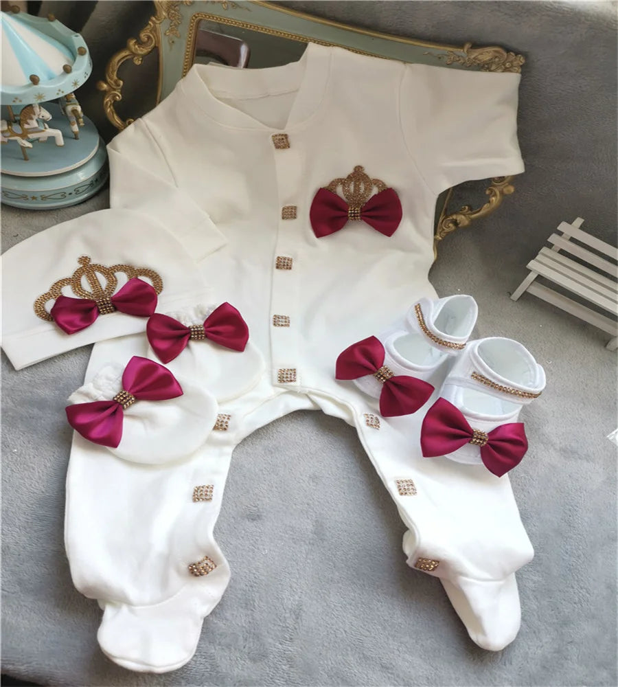 Newborn Baby Boy Outfits Set Kids Clothing Real Cotton Infant Care Products Body Suit Shirt Pants Hat 5 Pieces Origin Turkey