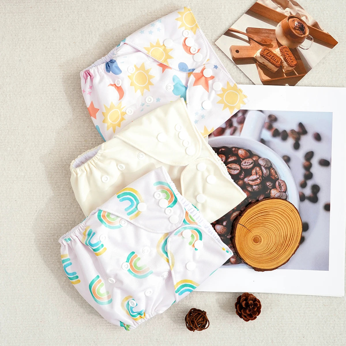 3 Pcs Ecological Baby Washable Reusable Cloth Pocket Diaper Baby Nappy With One Pocket Fit 3-15kg Baby