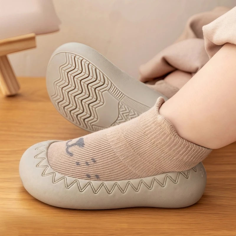 Baby Sock Shoes Infant First Walkers Toddler Non-Slip Breathable Slippers with Soft Rubber Sole Indoor Outdoor Slip on Sneakers