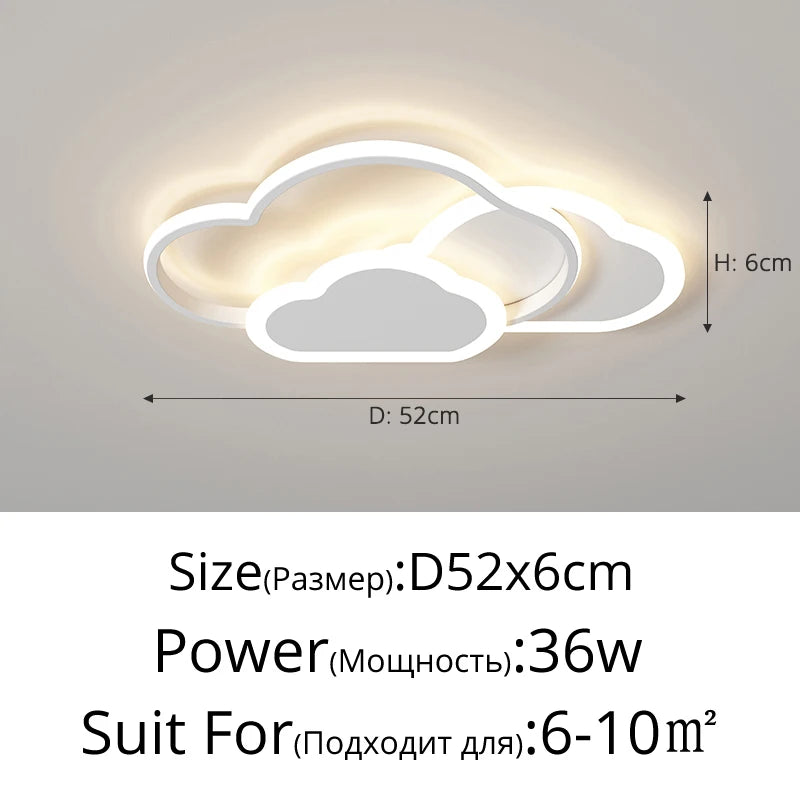 Modern LED Chandelier Light Hanging Lamp For Ceiling Child Bedroom Dining Living Room White Cloud Home Decoration