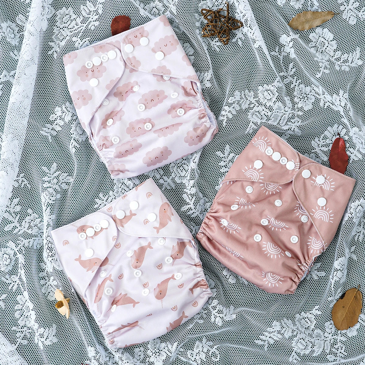 3 Pcs Ecological Baby Washable Reusable Cloth Pocket Diaper Baby Nappy With One Pocket Fit 3-15kg Baby