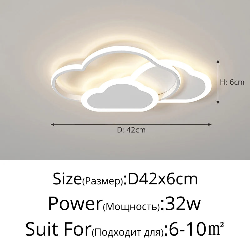 Modern LED Chandelier Light Hanging Lamp For Ceiling Child Bedroom Dining Living Room White Cloud Home Decoration