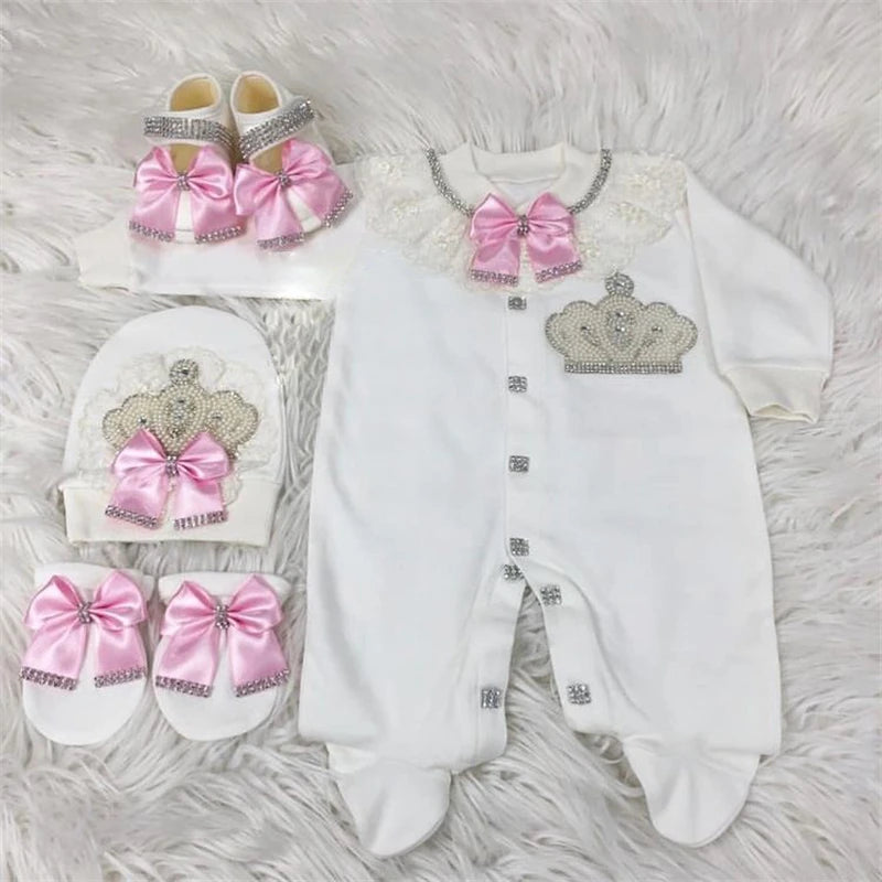 Newborn Baby Boy Outfits Set Kids Clothing Real Cotton Infant Care Products Body Suit Shirt Pants Hat 5 Pieces Origin Turkey