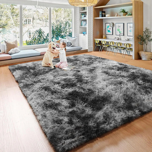 Plush Tie-Dye Carpet Living Room/Home Decor Children's Bedroom Fluffy Carpet Non-Slip Blanket Bedside Design Room Play Mat