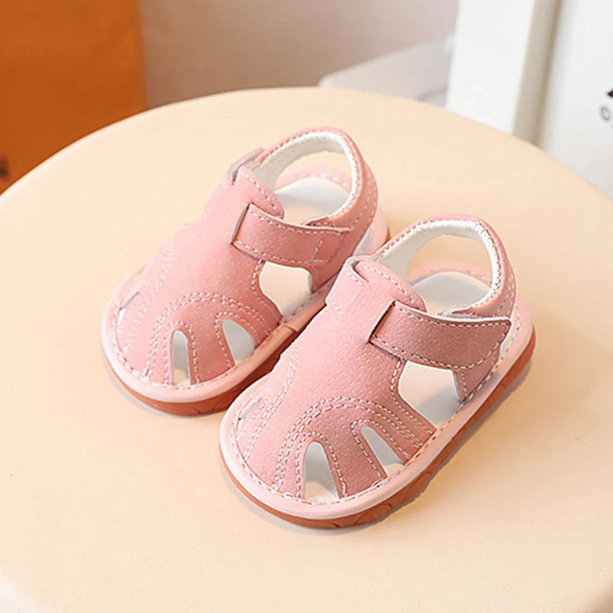 Adorable Toddler Squeaky Sandals with Non-Slip Soles Lightweight Baby First Walking Shoes for Boys and Girls in Summer