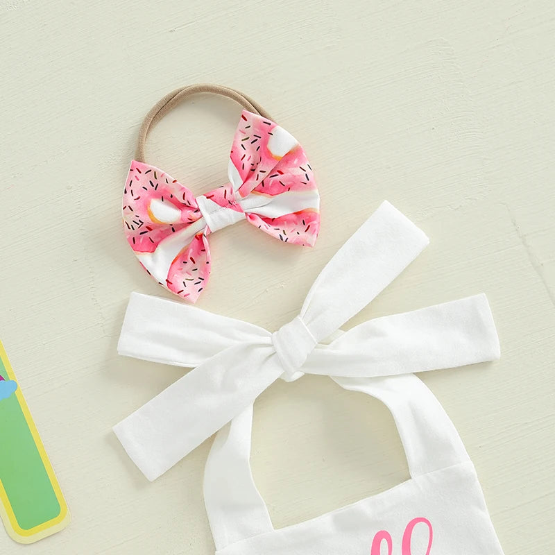 Toddler Girls Summer Outfit Sleeveless Floral Print Romper with Matching Headband and Ruffle Leggings Set