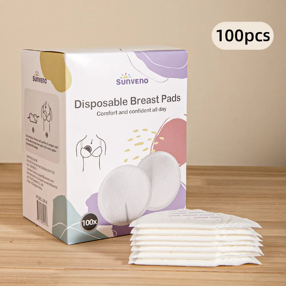 SUNVENO 60/100pcs Disposable Nursing Pads,Breast Pads for Breastfeeding,Thin,Absorbent,Breastfeeding Essentials