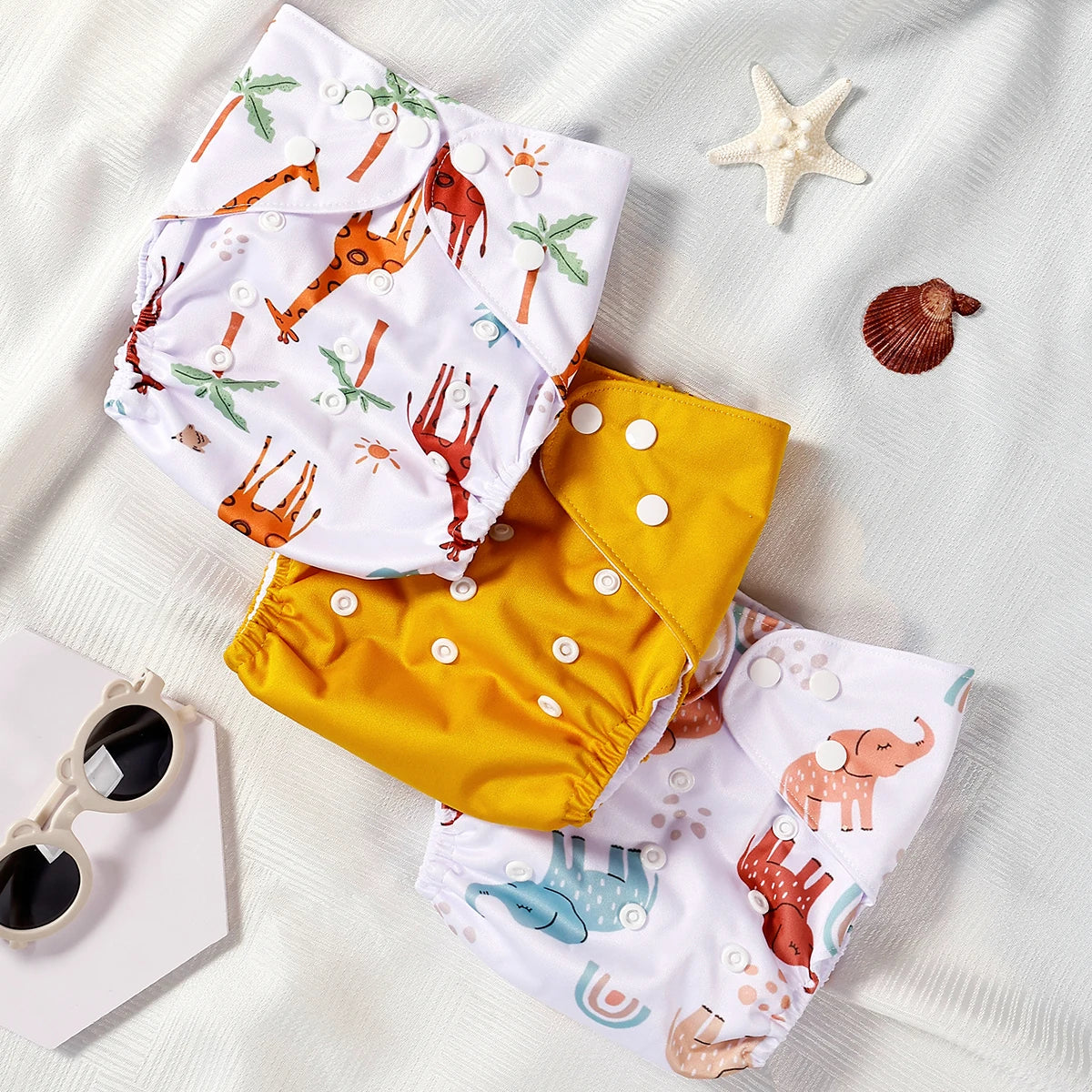 3 Pcs Ecological Baby Washable Reusable Cloth Pocket Diaper Baby Nappy With One Pocket Fit 3-15kg Baby