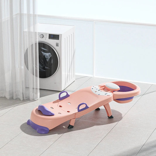 Portable Kids Shampoo Chair Foldable Salon Seat Chair With Shampoo Basin For Boys Girls Bath Product Can Sit and Adjust