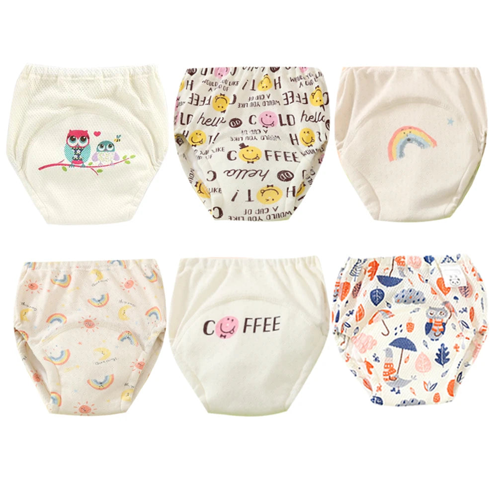 8pcs/6pcs Washable Baby Potty Training Pants Reusable Toilet Trainer Panty Reusable Cloth Diaper Nappy Changing Underwear Briefs