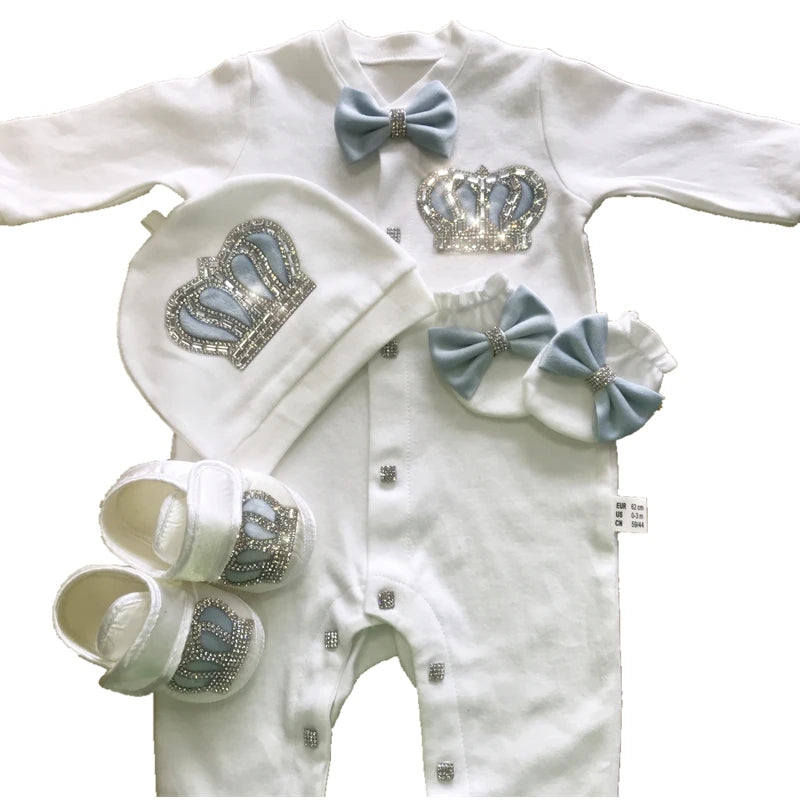 Newborn Baby Boy Outfits Set Kids Clothing Real Cotton Infant Care Products Body Suit Shirt Pants Hat 5 Pieces Origin Turkey