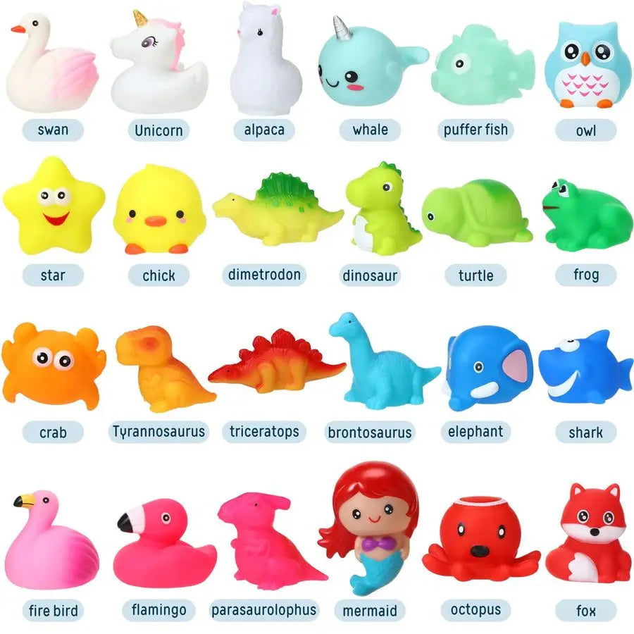 Packs Baby Bath Light Up Toys, Floating Rubber Animal Toys for Toddlers Infant Kids Boys Girls Flashing Color Changing Light in