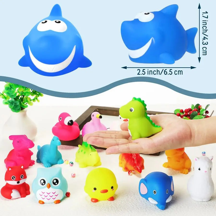 Packs Baby Bath Light Up Toys, Floating Rubber Animal Toys for Toddlers Infant Kids Boys Girls Flashing Color Changing Light in