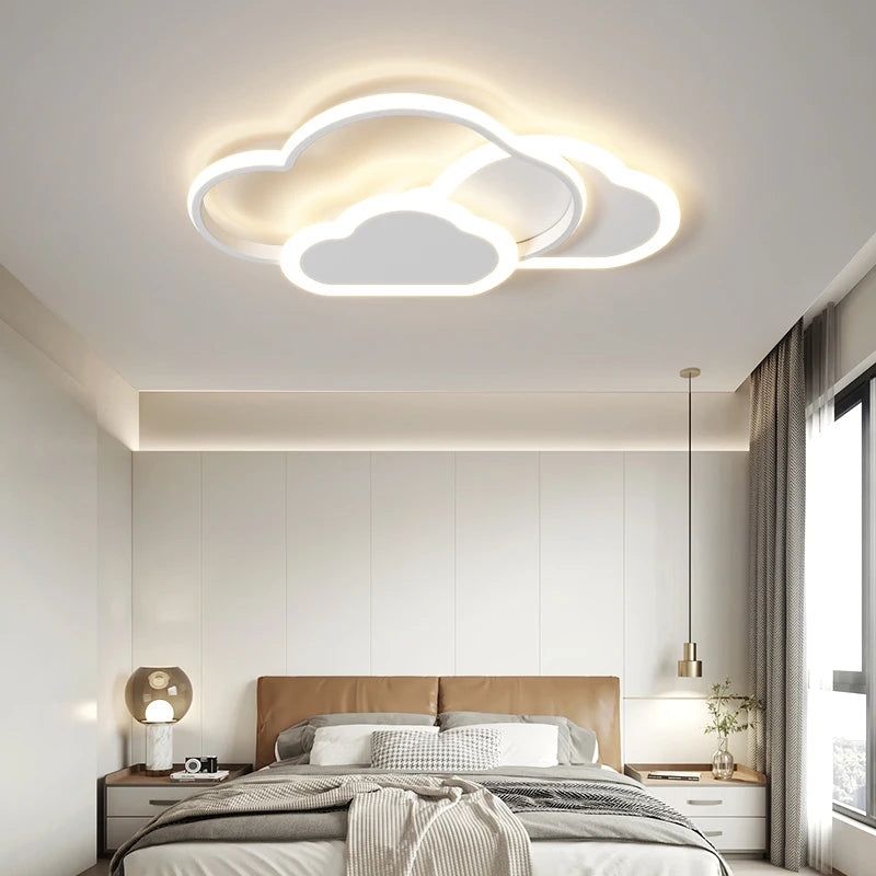 Modern LED Chandelier Light Hanging Lamp For Ceiling Child Bedroom Dining Living Room White Cloud Home Decoration