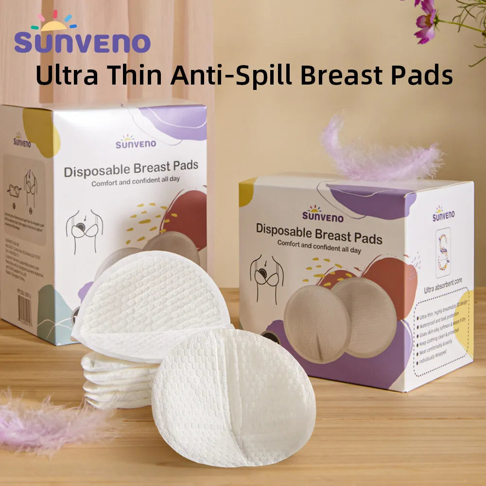 SUNVENO 60/100pcs Disposable Nursing Pads,Breast Pads for Breastfeeding,Thin,Absorbent,Breastfeeding Essentials