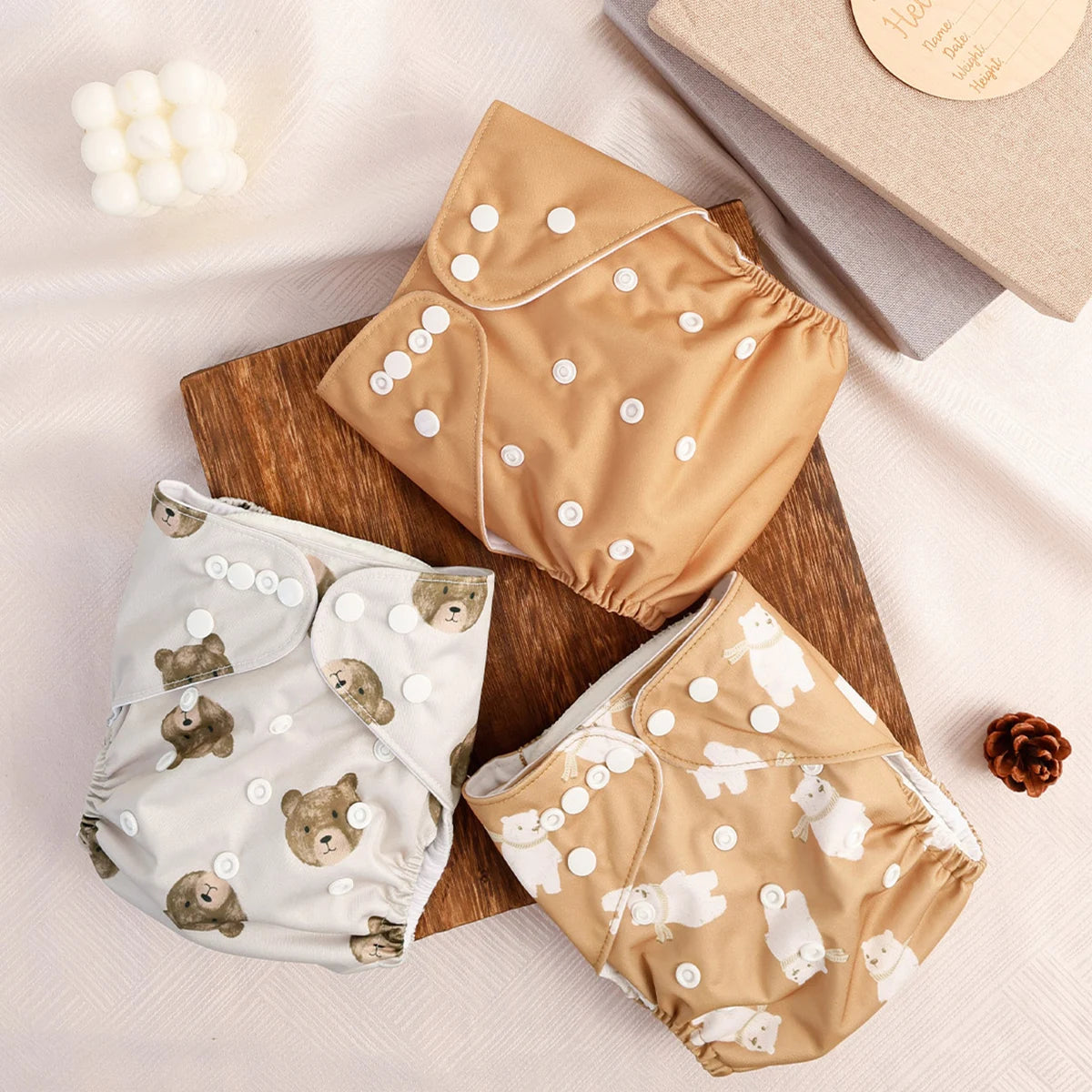 3 Pcs Ecological Baby Washable Reusable Cloth Pocket Diaper Baby Nappy With One Pocket Fit 3-15kg Baby