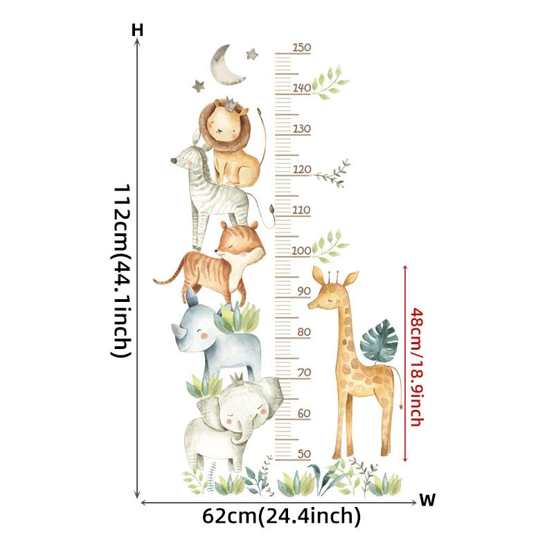 Self adhesive height wall sticker Giraffe Animal Kids Height Growth Chart Wall Sticker Kid's Bedroom Self Adhesive Wallpaper