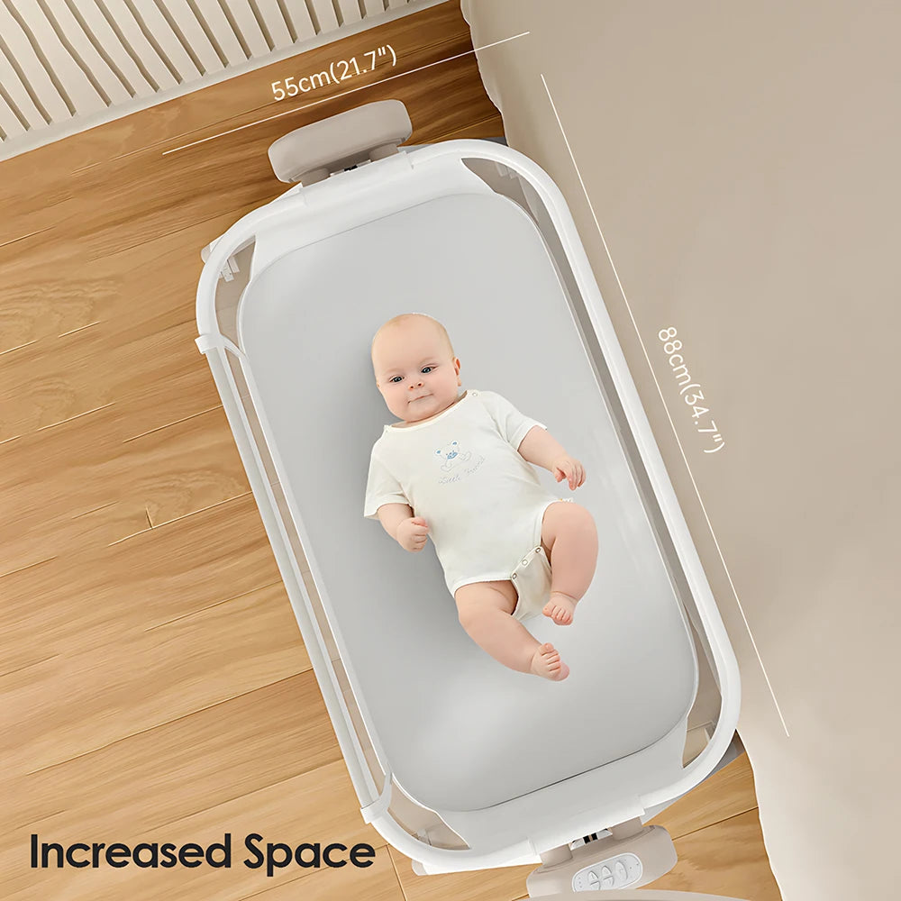Automatic Rocking Bassinet Newborn Bedside Sleeper Steanny Bassinet Baby Cradle with Music And Lights Comfortable Soft Mattress