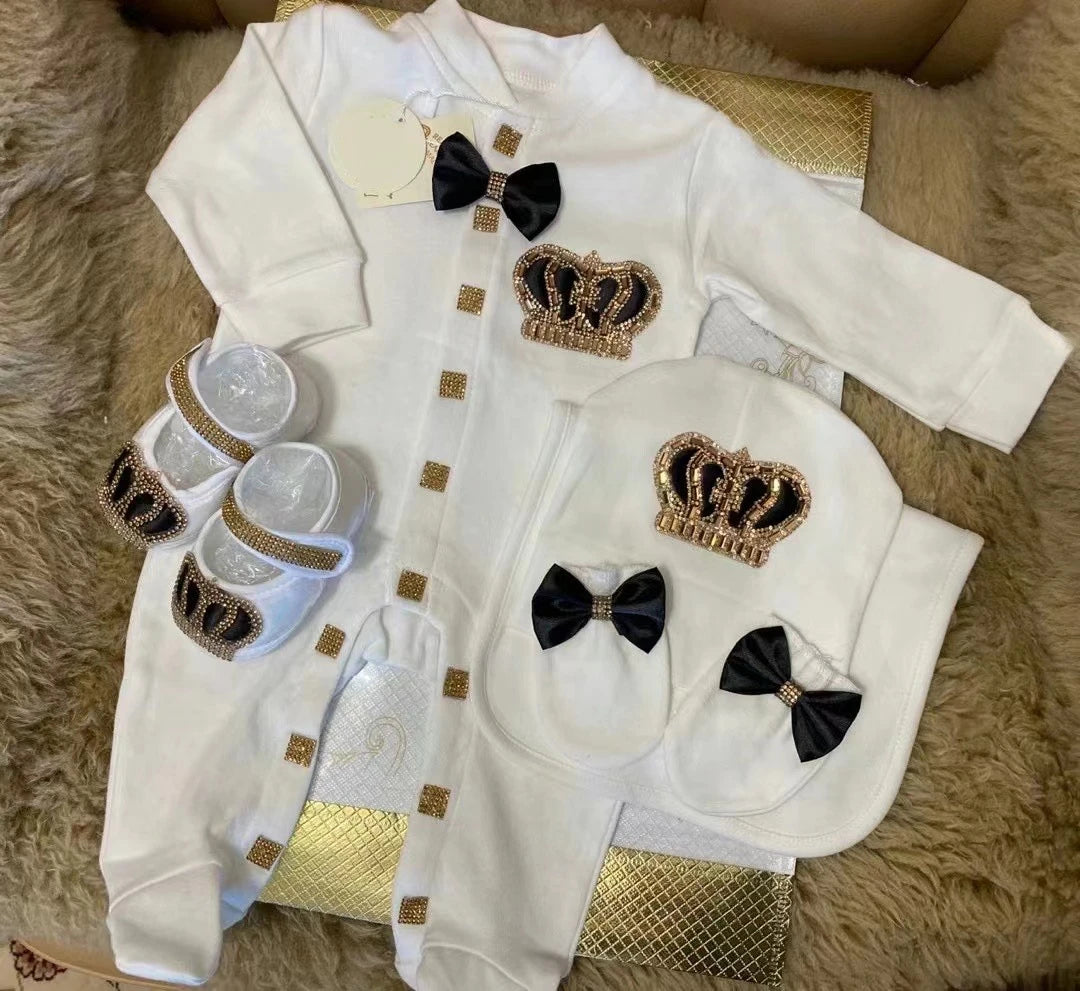 Newborn Baby Boy Outfits Set Kids Clothing Real Cotton Infant Care Products Body Suit Shirt Pants Hat 5 Pieces Origin Turkey