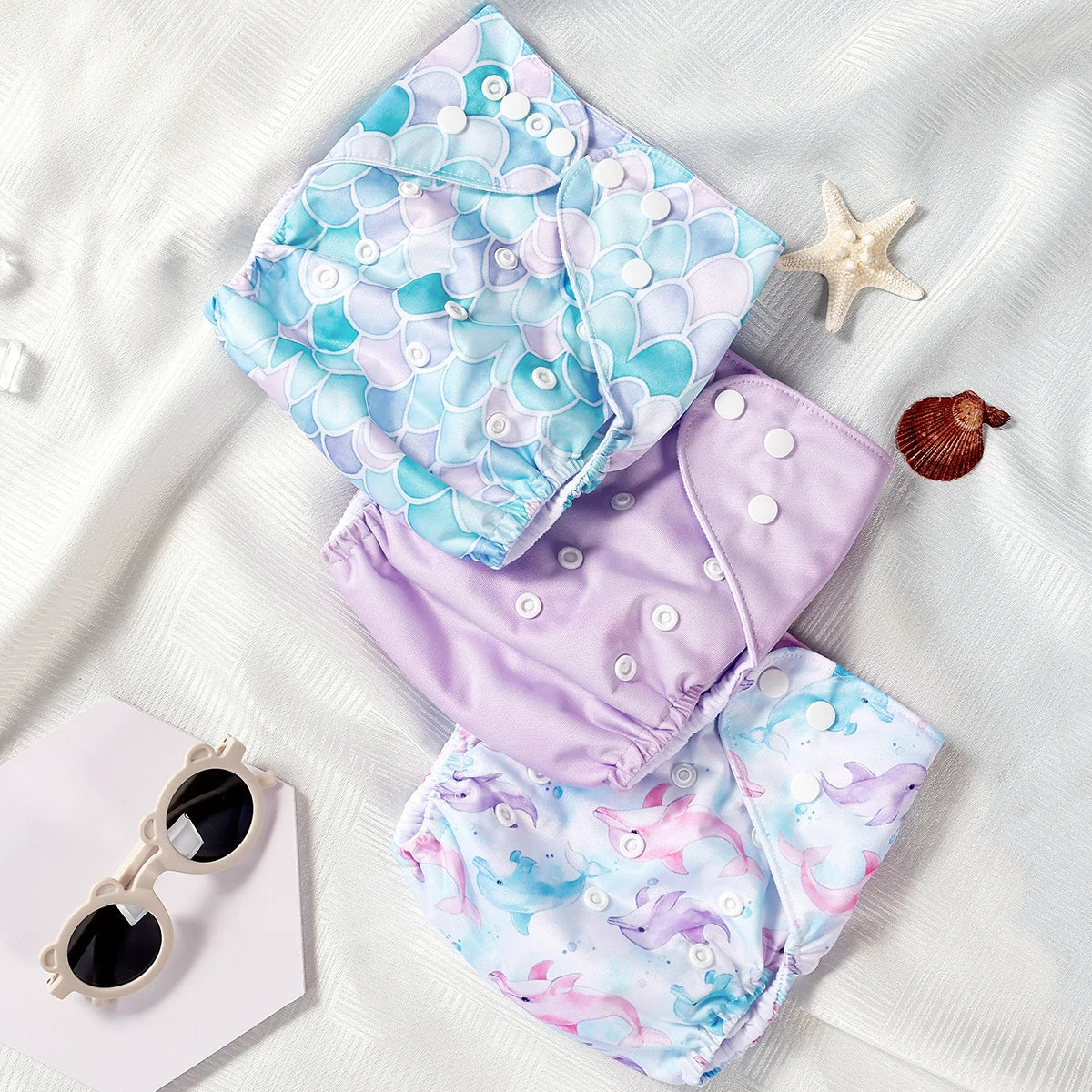 3 Pcs Ecological Baby Washable Reusable Cloth Pocket Diaper Baby Nappy With One Pocket Fit 3-15kg Baby