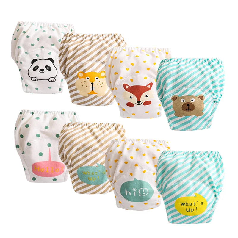 8pcs/6pcs Washable Baby Potty Training Pants Reusable Toilet Trainer Panty Reusable Cloth Diaper Nappy Changing Underwear Briefs
