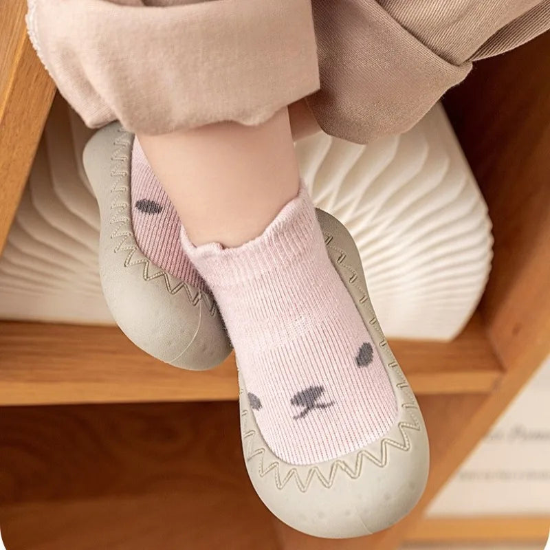 Baby Sock Shoes Infant First Walkers Toddler Non-Slip Breathable Slippers with Soft Rubber Sole Indoor Outdoor Slip on Sneakers