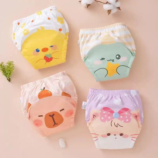 4pcs Baby Cartoon Economic Cotton Underwear Girls Boy Learning Pant Washable Reusable Toddler Potty Training Pants for Children