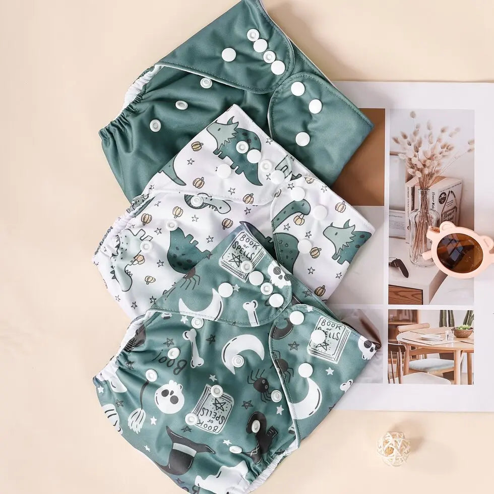 3 Pcs Ecological Baby Washable Reusable Cloth Pocket Diaper Baby Nappy With One Pocket Fit 3-15kg Baby