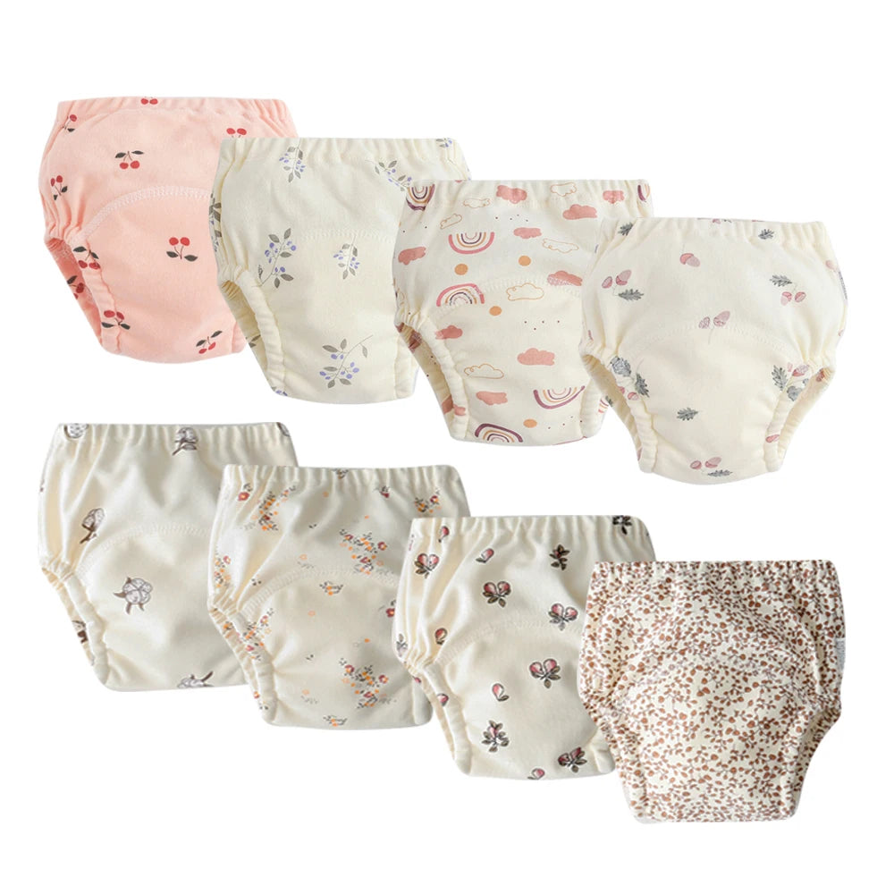 8pcs/6pcs Washable Baby Potty Training Pants Reusable Toilet Trainer Panty Reusable Cloth Diaper Nappy Changing Underwear Briefs