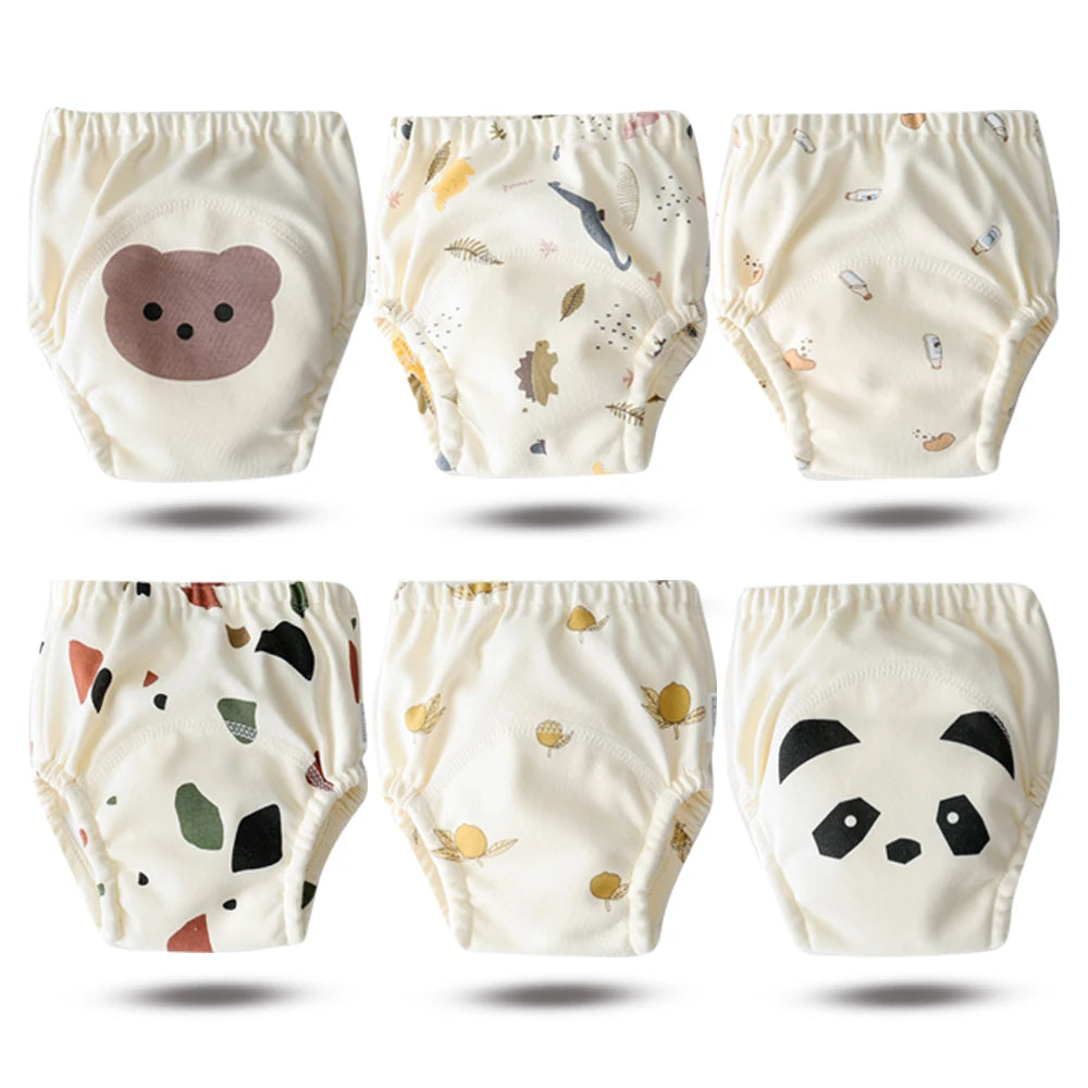 8pcs/6pcs Washable Baby Potty Training Pants Reusable Toilet Trainer Panty Reusable Cloth Diaper Nappy Changing Underwear Briefs