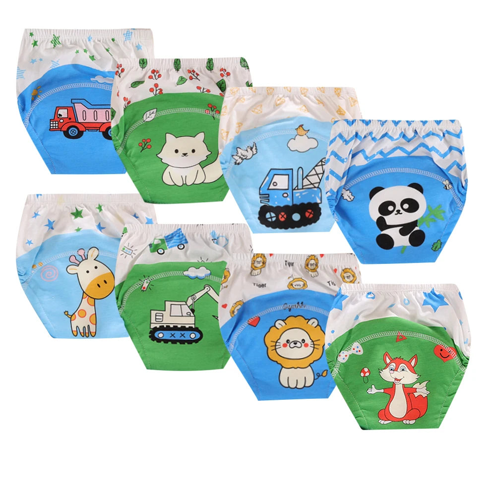 8pcs/6pcs Washable Baby Potty Training Pants Reusable Toilet Trainer Panty Reusable Cloth Diaper Nappy Changing Underwear Briefs