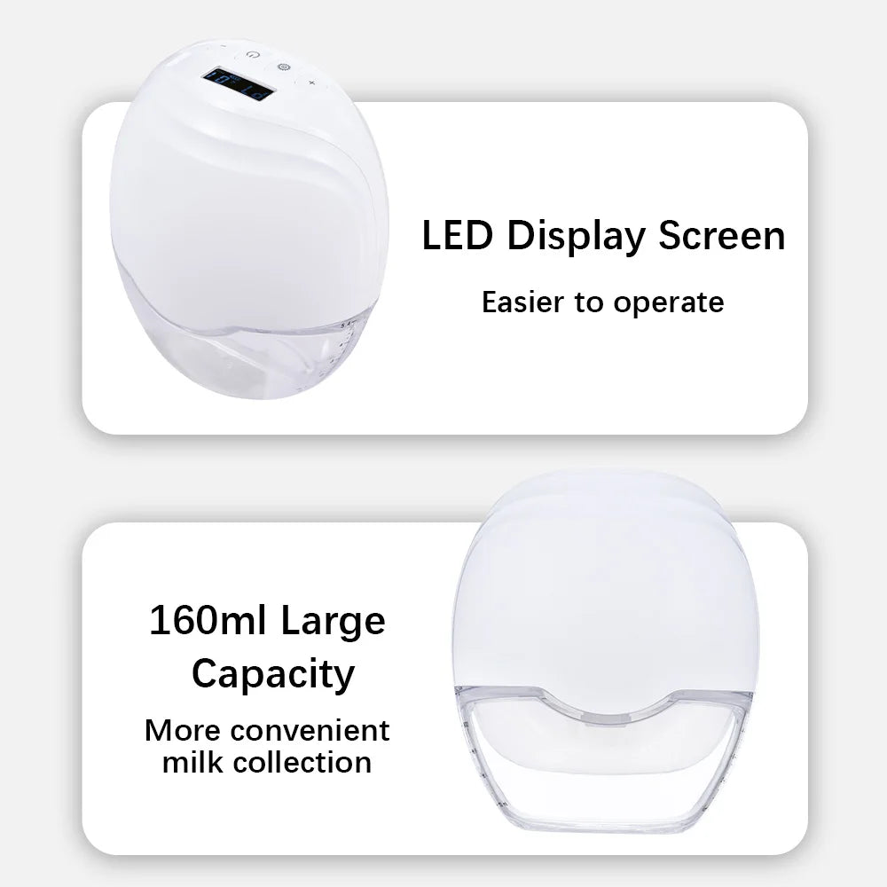 NEW 2pcs Electric Breast Pump Manual Milk Pump Lightweight IP21 Waterproof Food-grade Material LED Display 8 Adjustable Suction
