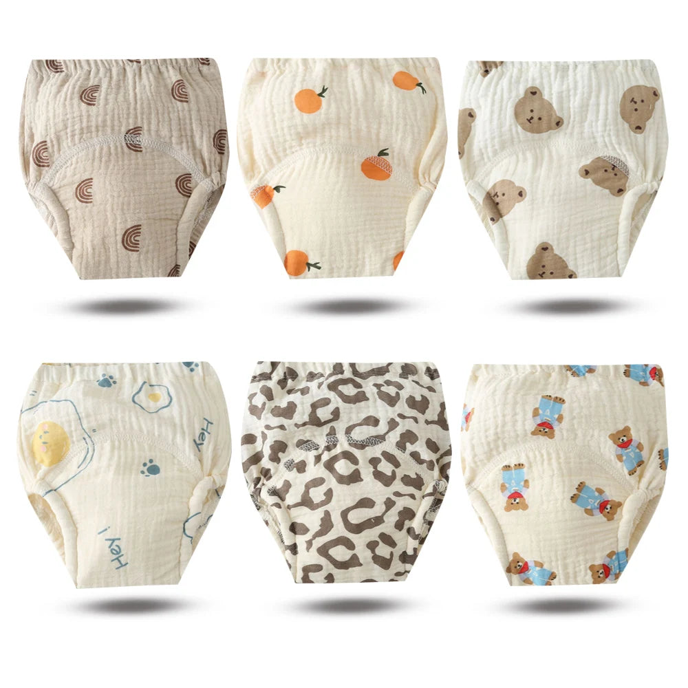 8pcs/6pcs Washable Baby Potty Training Pants Reusable Toilet Trainer Panty Reusable Cloth Diaper Nappy Changing Underwear Briefs