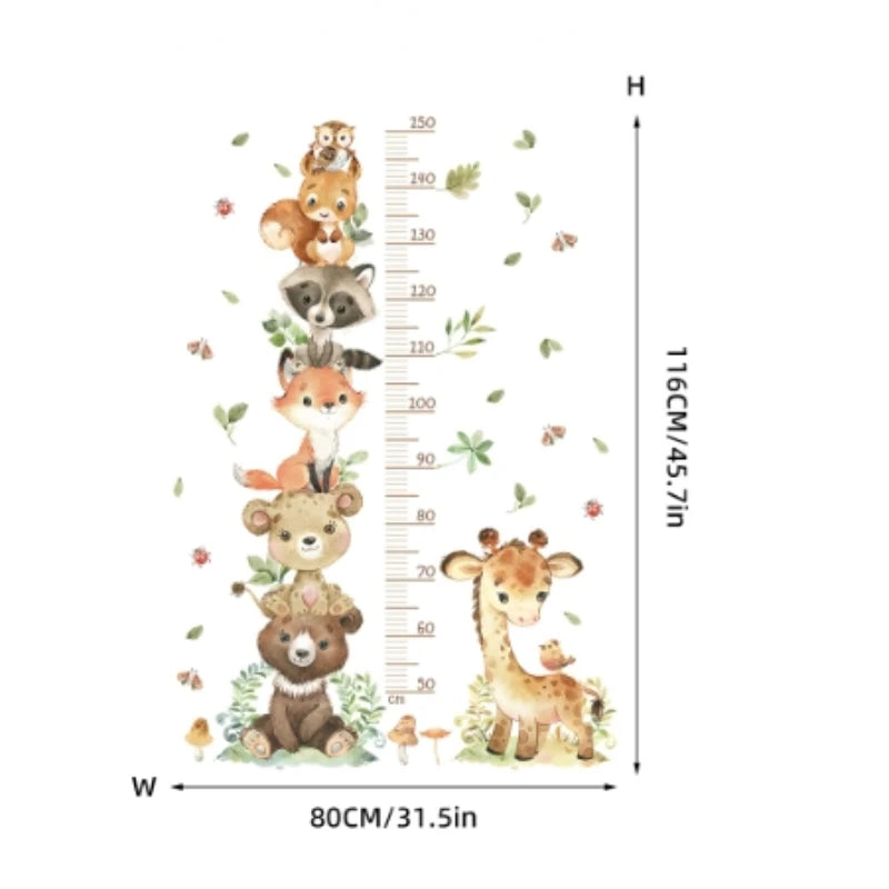 Self adhesive height wall sticker Giraffe Animal Kids Height Growth Chart Wall Sticker Kid's Bedroom Self Adhesive Wallpaper