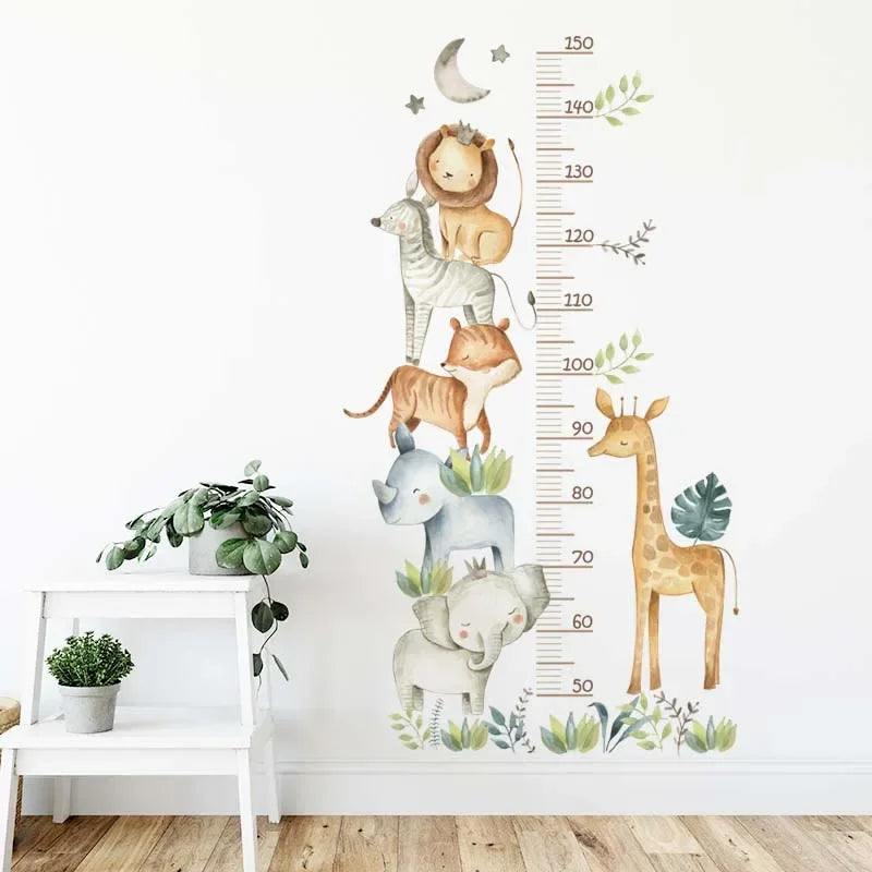 Self adhesive height wall sticker Giraffe Animal Kids Height Growth Chart Wall Sticker Kid's Bedroom Self Adhesive Wallpaper