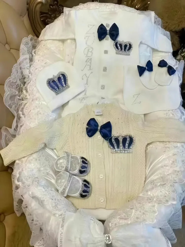 Newborn Baby Boy Outfits Set Kids Clothing Real Cotton Infant Care Products Body Suit Shirt Pants Hat 5 Pieces Origin Turkey