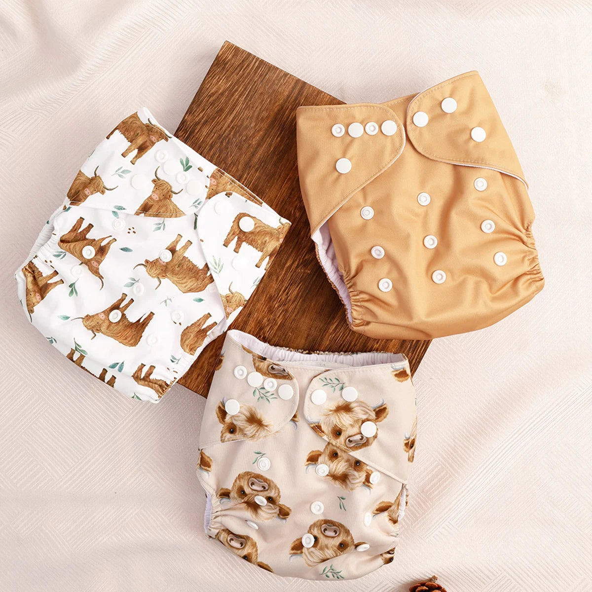 3 Pcs Ecological Baby Washable Reusable Cloth Pocket Diaper Baby Nappy With One Pocket Fit 3-15kg Baby