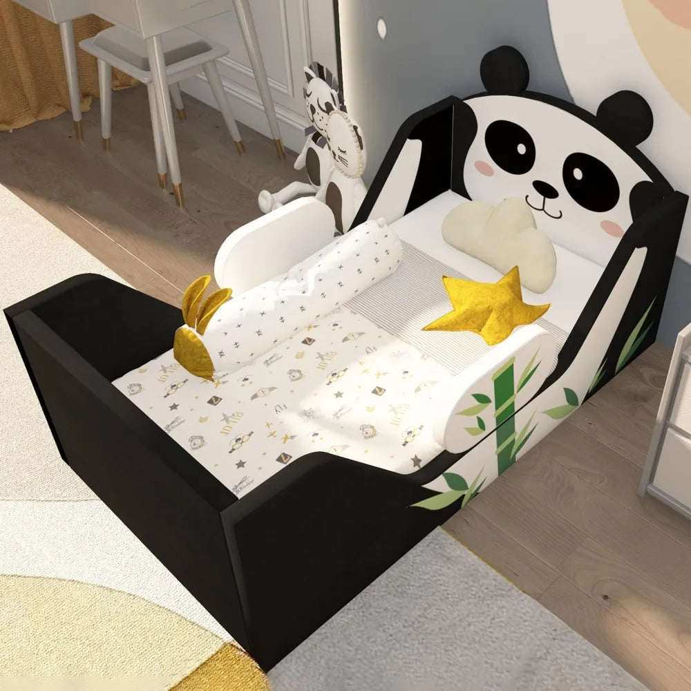 Toddler Bed with Safety Board, Standard Crib Size, Foam-Filled for Kids 2-7 Years
