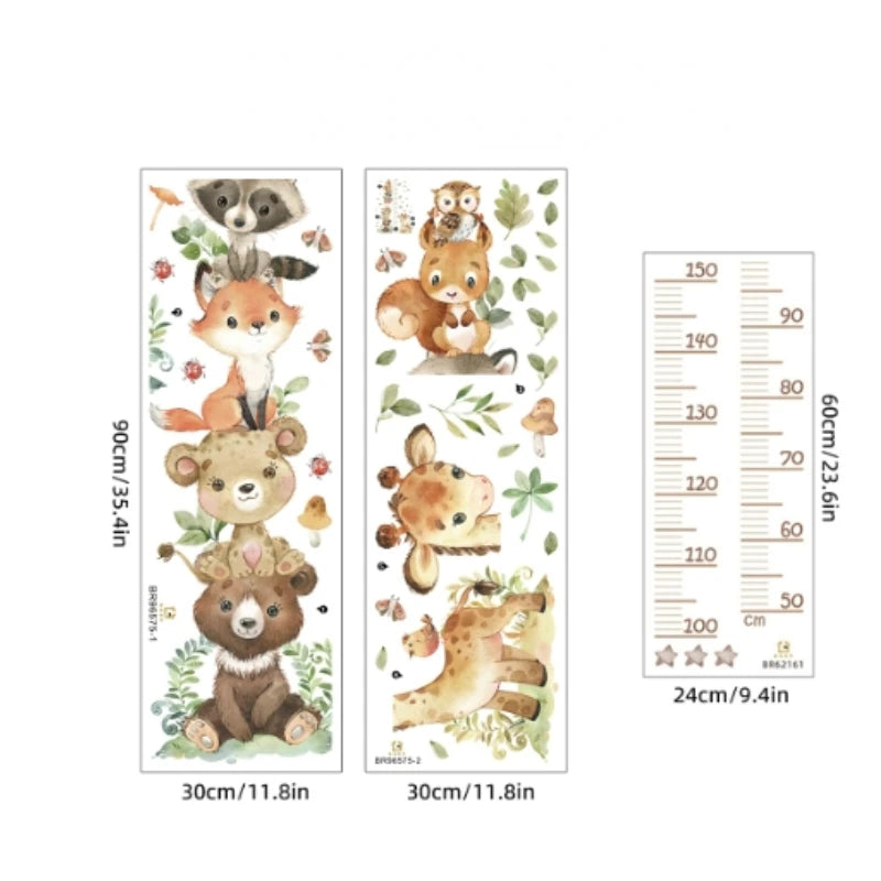 Self adhesive height wall sticker Giraffe Animal Kids Height Growth Chart Wall Sticker Kid's Bedroom Self Adhesive Wallpaper
