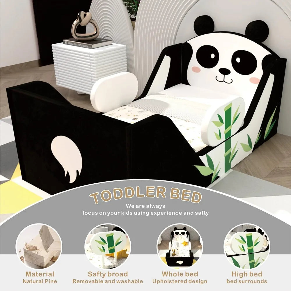 Toddler Bed with Safety Board, Standard Crib Size, Foam-Filled for Kids 2-7 Years