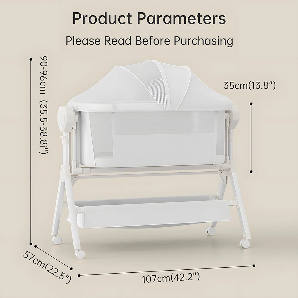 Automatic Rocking Bassinet Newborn Bedside Sleeper Steanny Bassinet Baby Cradle with Music And Lights Comfortable Soft Mattress