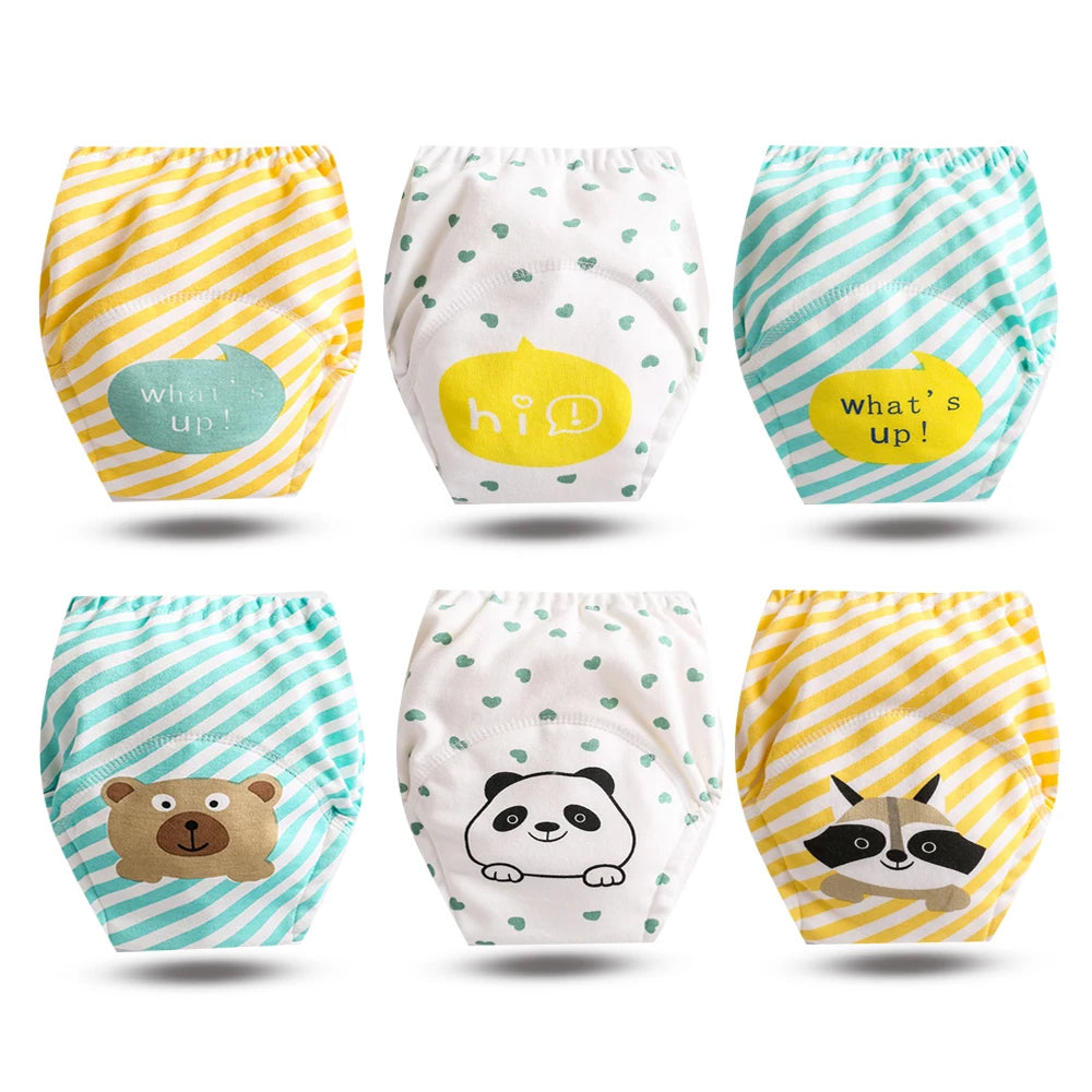 8pcs/6pcs Washable Baby Potty Training Pants Reusable Toilet Trainer Panty Reusable Cloth Diaper Nappy Changing Underwear Briefs