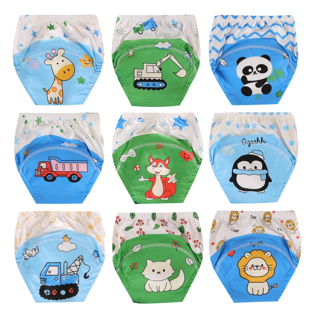8pcs/6pcs Washable Baby Potty Training Pants Reusable Toilet Trainer Panty Reusable Cloth Diaper Nappy Changing Underwear Briefs
