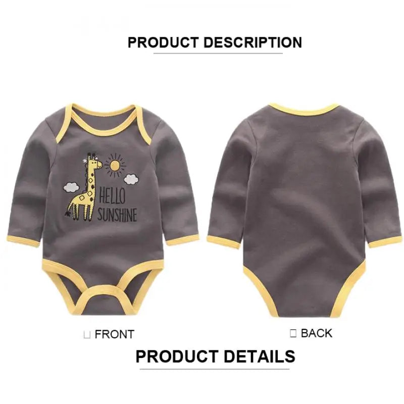 6/8PCS Cotton Baby Boy Clothes Sets Print Bodysuits+Pants Newborn Baby Girl Clothes Long Sleeve Spring Autumn