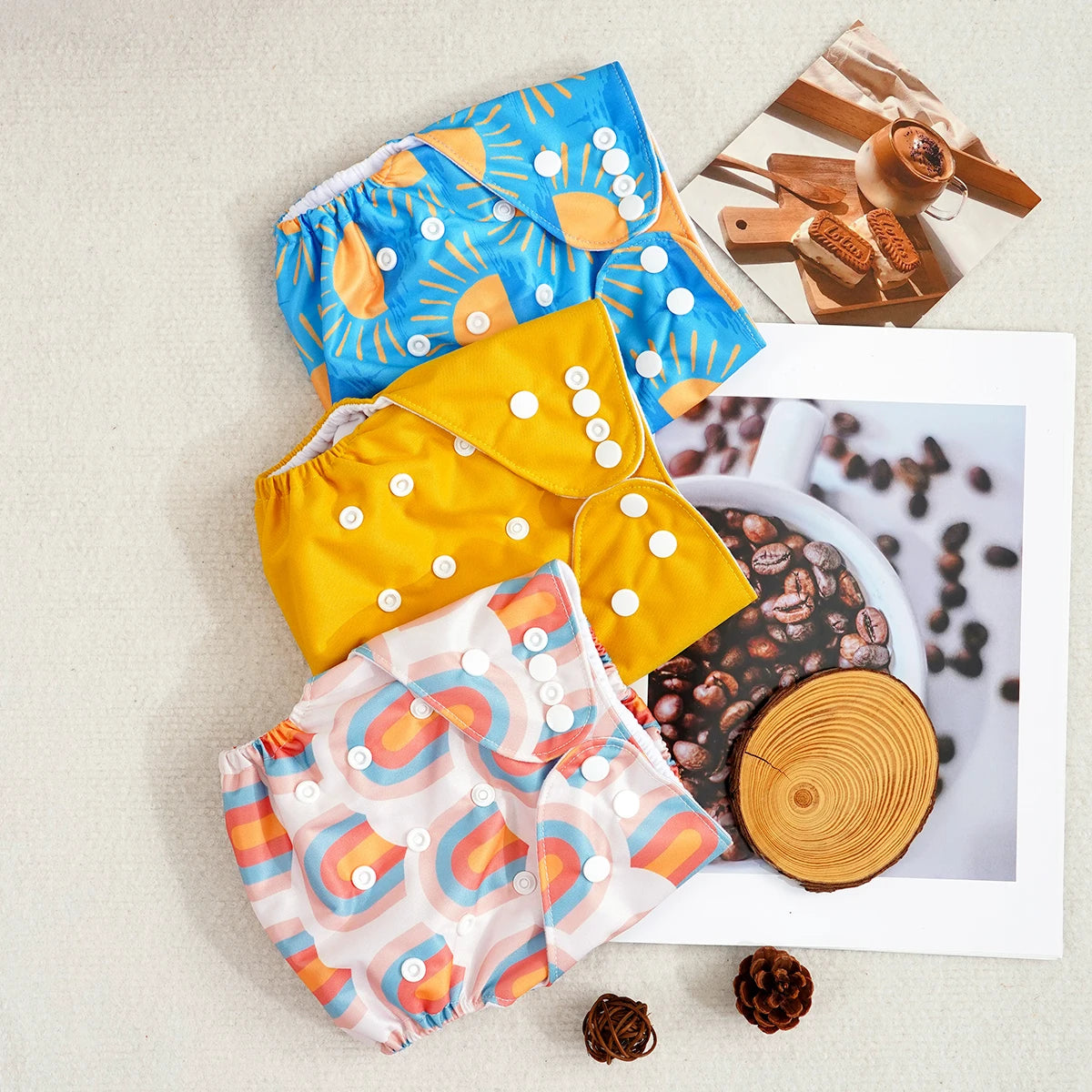 3 Pcs Ecological Baby Washable Reusable Cloth Pocket Diaper Baby Nappy With One Pocket Fit 3-15kg Baby