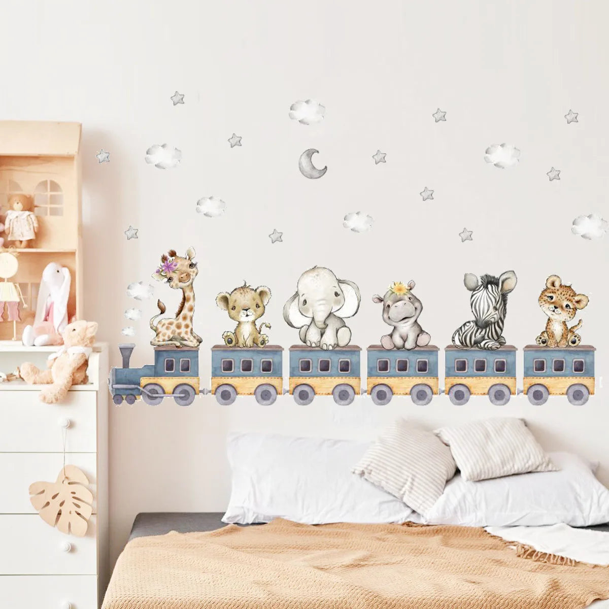 Cute Forest Animals Wall Stickers for Kids Rooms Children Boys Girls Baby Room Decoration Nursery Wallpaper Vinyl Elephant Lion