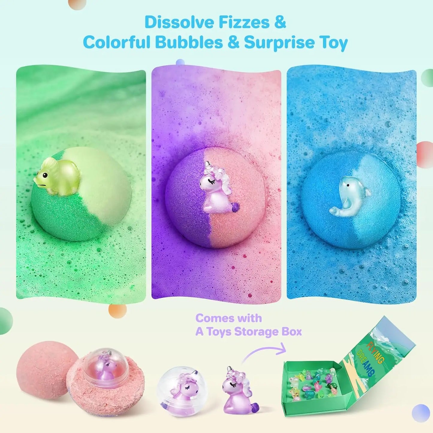 Kids Bath Bombs with Glow Toys Inside - 24 Pack Easter Gifts for Boys and Girls, Organic Bubble Bath Fizzies