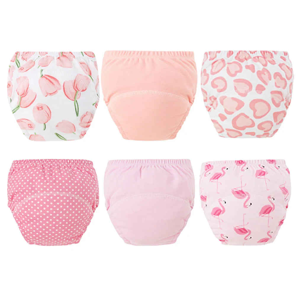 8pcs/6pcs Washable Baby Potty Training Pants Reusable Toilet Trainer Panty Reusable Cloth Diaper Nappy Changing Underwear Briefs