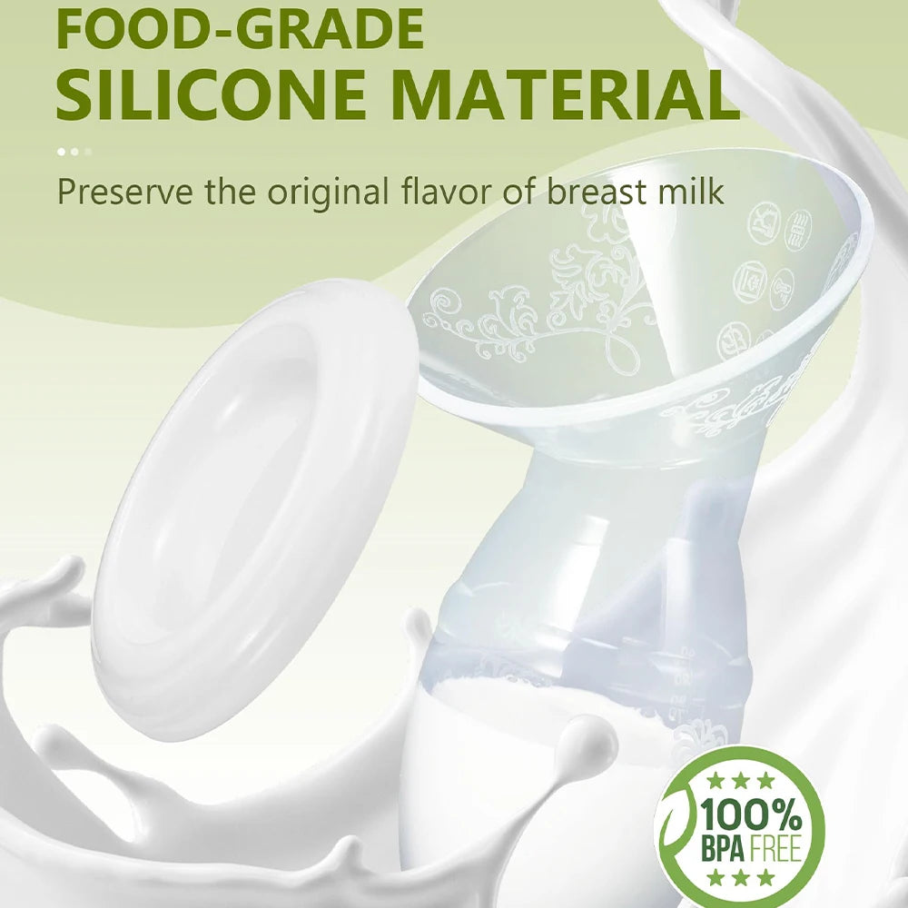 Manual Breast Pump Food Grade & Silicone Pump with Milk Collection One Size Fits All High Temperature Resistant No Leak Design